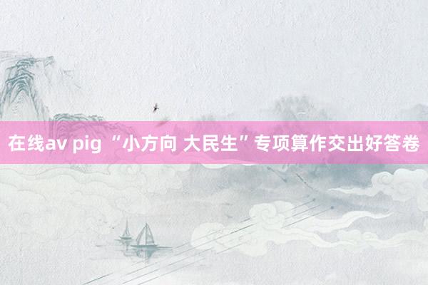 在线av pig “小方向 大民生”专项算作交出好答卷