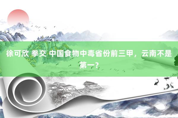 徐可欣 拳交 中国食物中毒省份前三甲，云南不是第一？