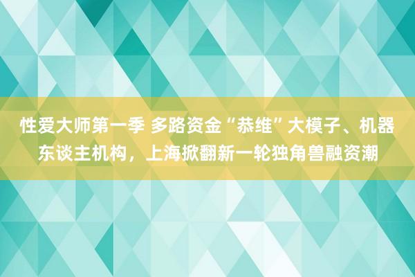 性爱大师第一季 多路资金“恭维”大模子、机器东谈主机构，上海掀翻新一轮独角兽融资潮