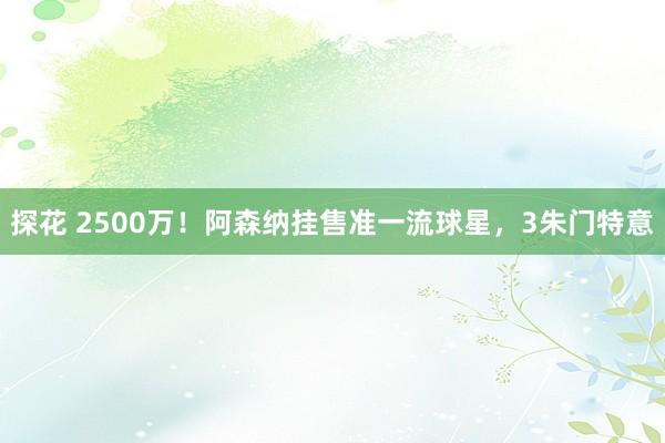 探花 2500万！阿森纳挂售准一流球星，3朱门特意