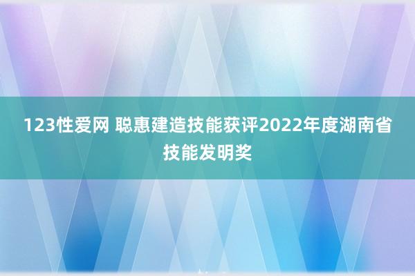 123性爱网 聪惠建造技能获评2022年度湖南省技能发明奖