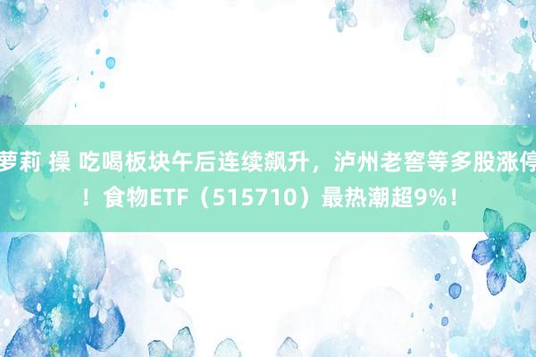 萝莉 操 吃喝板块午后连续飙升，泸州老窖等多股涨停！食物ETF（515710）最热潮超9%！