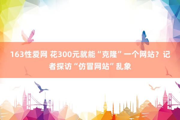 163性爱网 花300元就能“克隆”一个网站？记者探访“仿冒网站”乱象