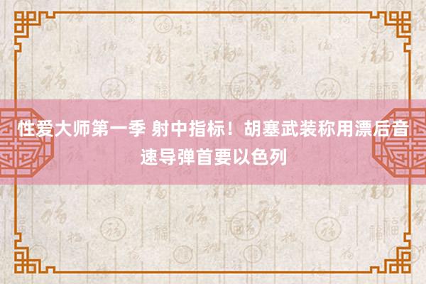 性爱大师第一季 射中指标！胡塞武装称用漂后音速导弹首要以色列