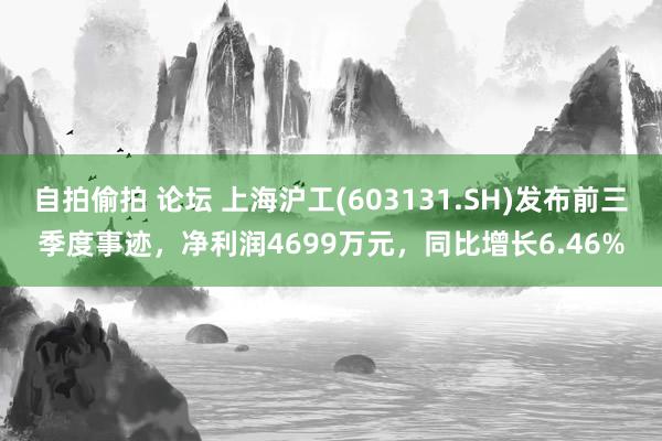 自拍偷拍 论坛 上海沪工(603131.SH)发布前三季度事迹，净利润4699万元，同比增长6.46%