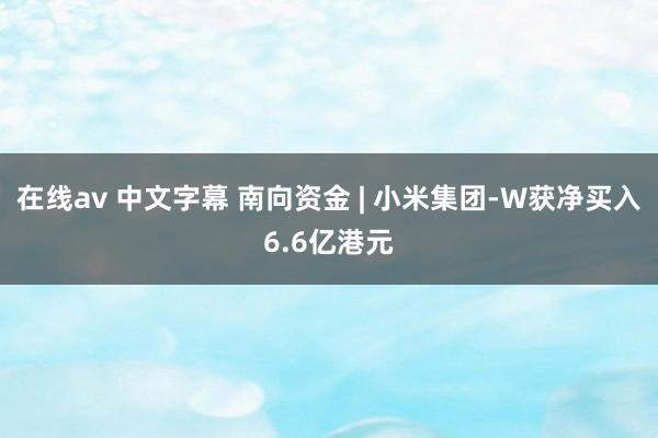 在线av 中文字幕 南向资金 | 小米集团-W获净买入6.6亿港元