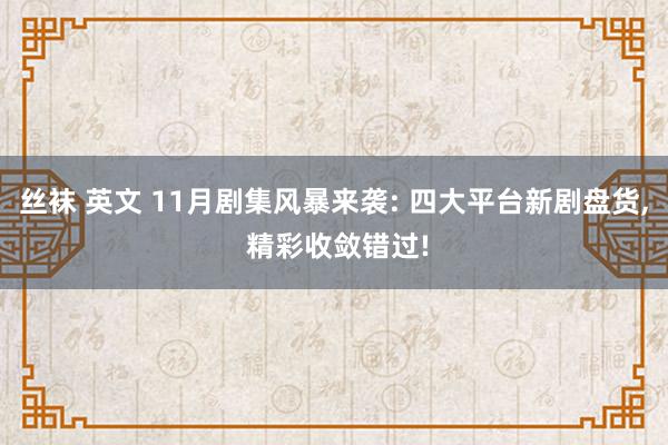 丝袜 英文 11月剧集风暴来袭: 四大平台新剧盘货， 精彩收敛错过!