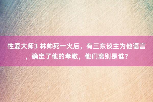 性爱大师3 林帅死一火后，有三东谈主为他语言，确定了他的孝敬，他们离别是谁？