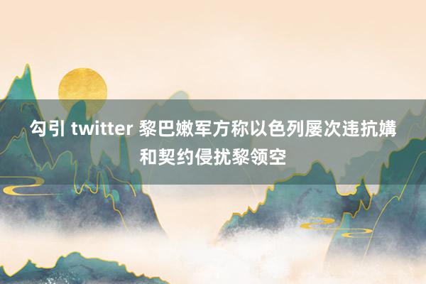 勾引 twitter 黎巴嫩军方称以色列屡次违抗媾和契约侵扰黎领空