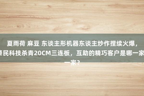 夏雨荷 麻豆 东谈主形机器东谈主炒作捏续火爆，肇民科技杀青20CM三连板，互助的精巧客户是哪一家？