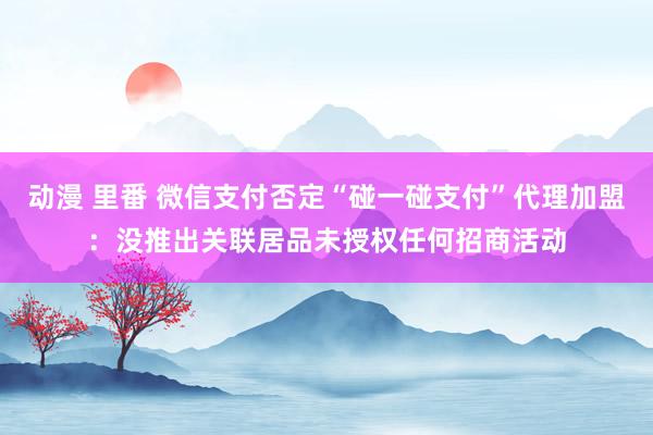 动漫 里番 微信支付否定“碰一碰支付”代理加盟：没推出关联居品未授权任何招商活动