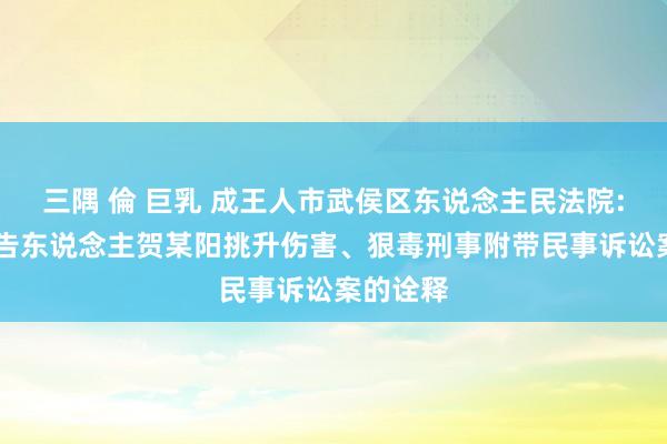 三隅 倫 巨乳 成王人市武侯区东说念主民法院: 对于被告东说念主贺某阳挑升伤害、狠毒刑事附带民事诉讼案的诠释