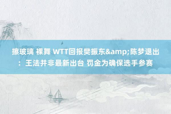 擦玻璃 裸舞 WTT回报樊振东&陈梦退出：王法并非最新出台 罚金为确保选手参赛