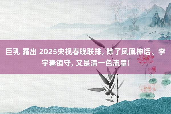 巨乳 露出 2025央视春晚联排， 除了凤凰神话、李宇春镇守， 又是清一色流量!